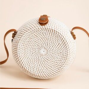 Olivia Round Rattan Crossbody Bag